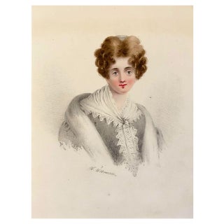 William Warman, Portrait of a Woman in a Shawl, Mid 19th Century, Watercolour For Sale