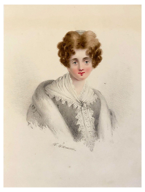 William Warman, Portrait of a Woman in a Shawl, Mid 19th Century, Watercolour