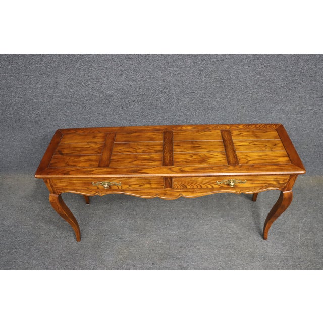 Henredon Oak Console Table With Drawers For Sale - Image 12 of 14