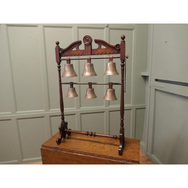 A 19th Century Mahogany Rack of 6 Tuned Musical Brass Bells This is a rare piece the bells are hanging in a very...