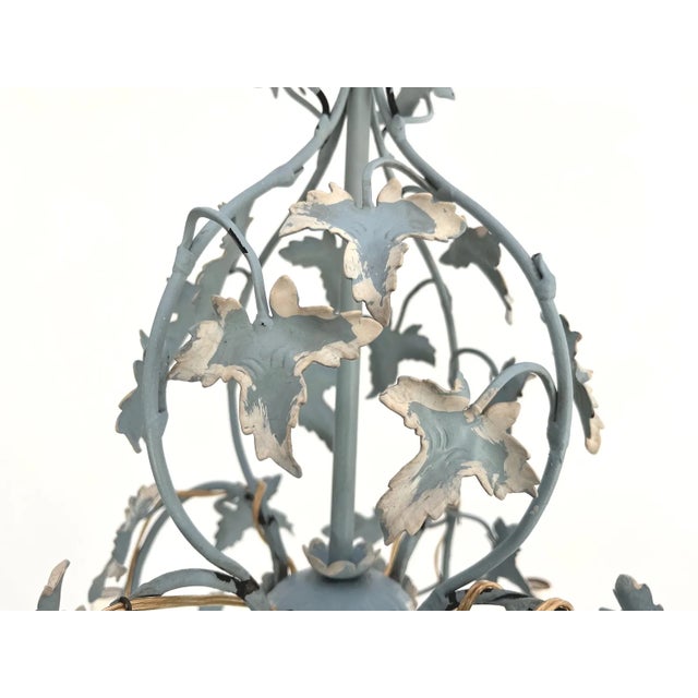 Blue Ivy Tole Chandelier, 1950s For Sale - Image 6 of 11