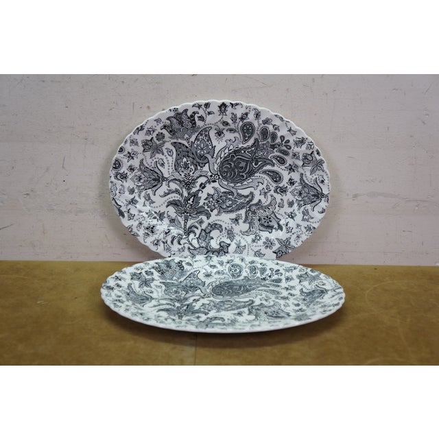Black Late 20th Century Johnson Bros Paisley Dinnerware Set Service for 12 Black Transferware Iron - 95 pcs For Sale - Image 8 of 15