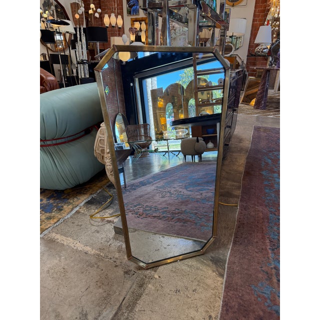 1970s Italian Mid-Century Tapered Brass Wall Mirror, 1970s For Sale - Image 5 of 10