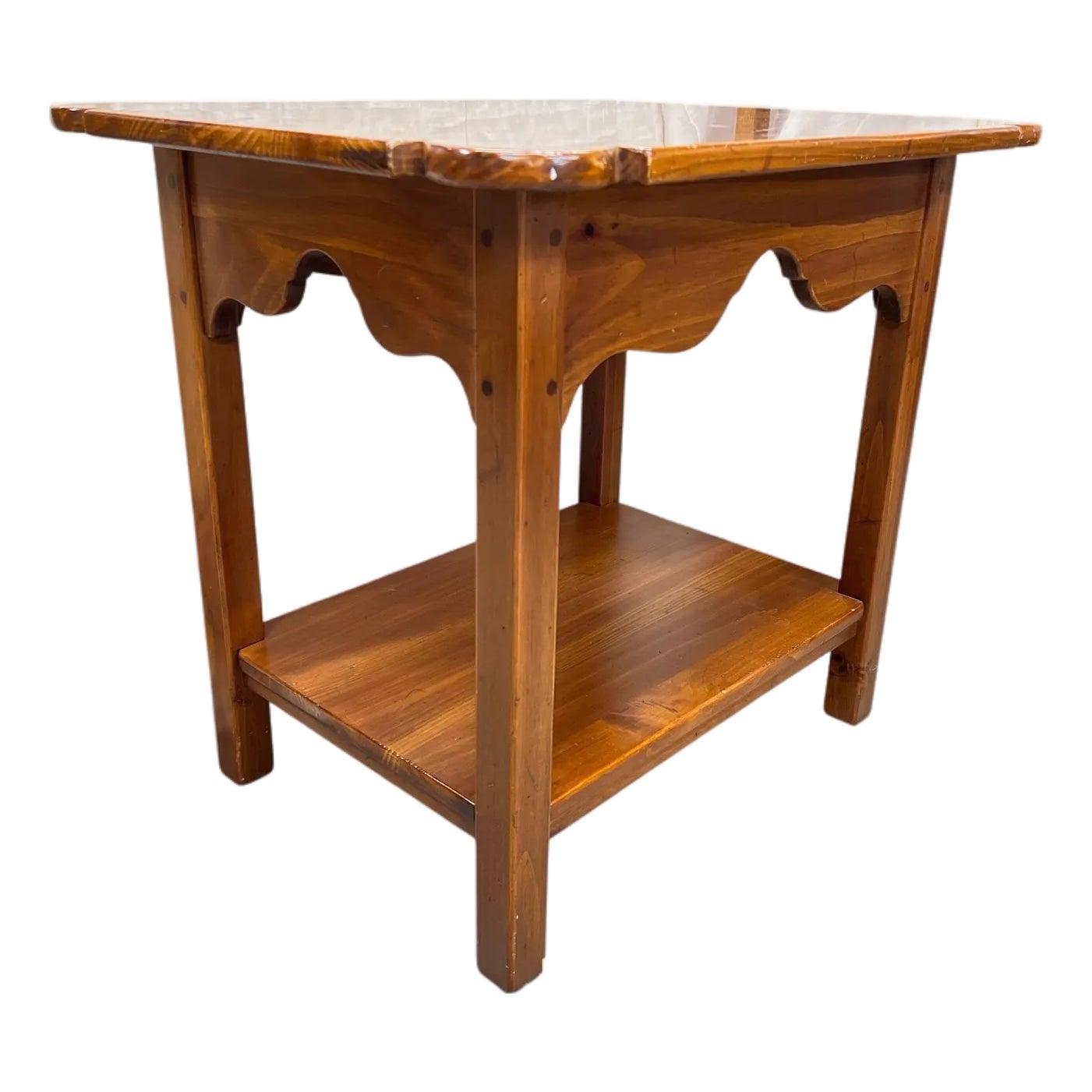 Vintage Ethan Allen Country Craftsman Pine Side Drink Table | Chairish