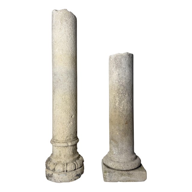 Fragments of Limestone Columns, 19th Century, Set of 2 For Sale