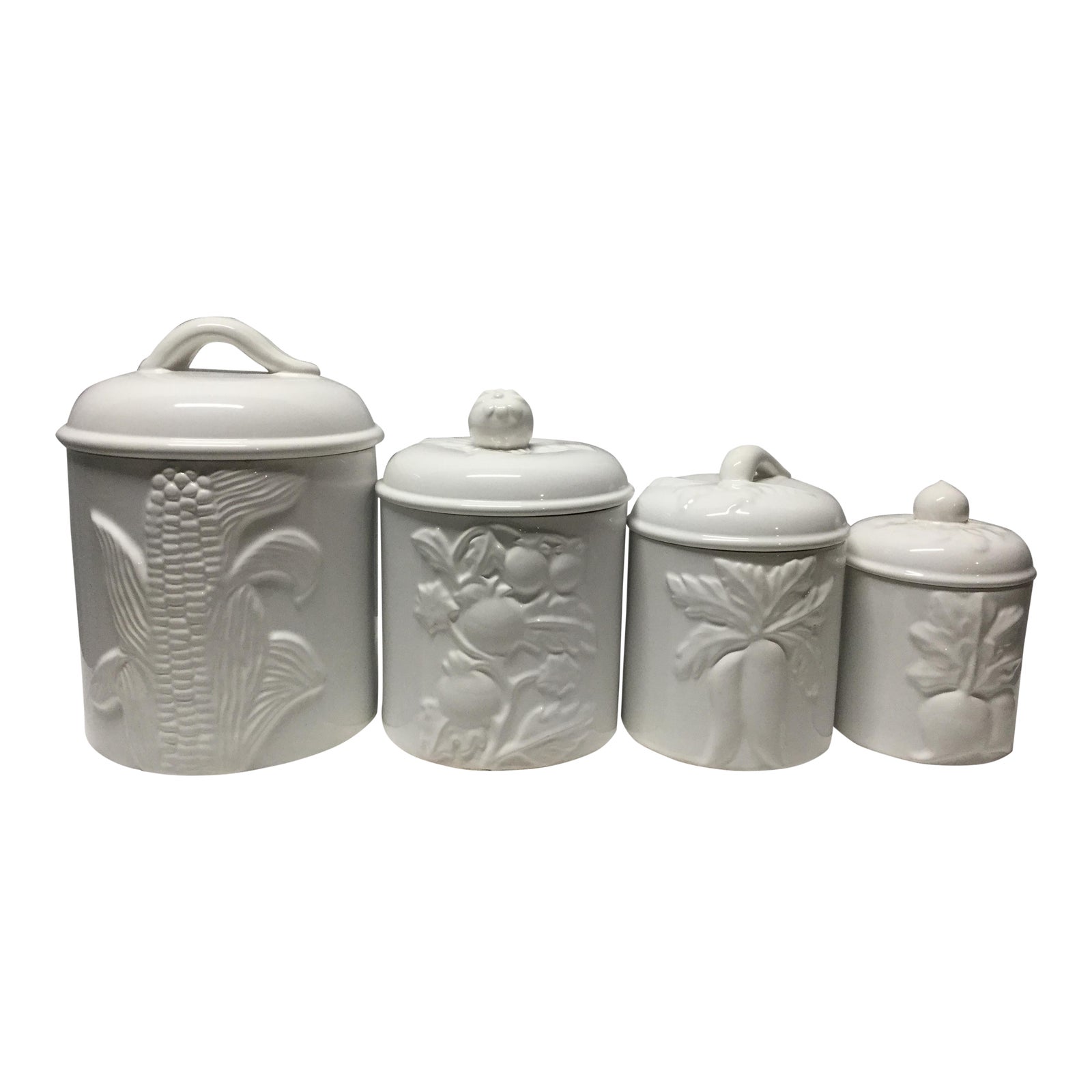 Ceramic Vegetable Canisters Made in Portugal 4 Canister Set Chairish