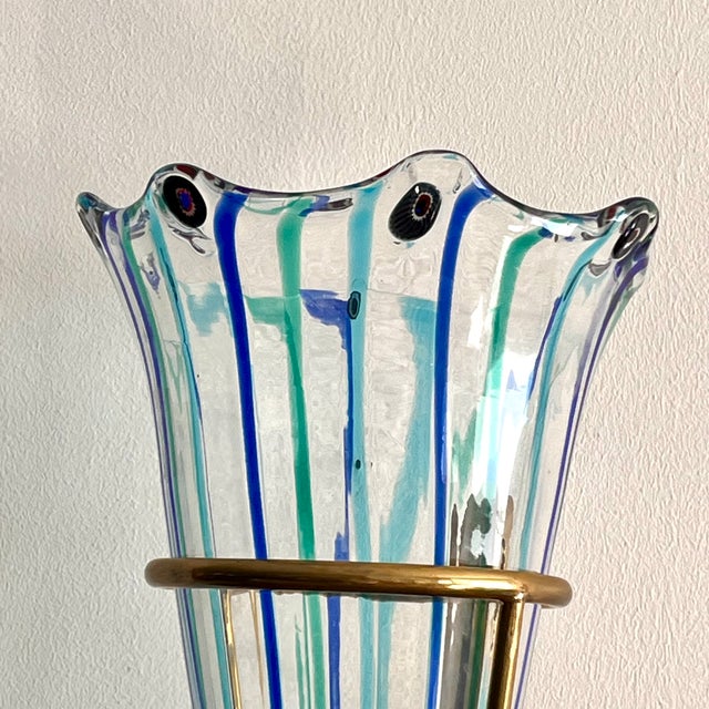 A splendid and monumental cornucopia-shaped vase, crafted in Murano by the renowned Vistosi glassworks in the 1970s. The...