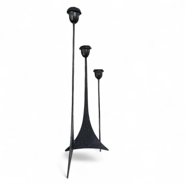 Vintage Brutalist Paul Evans Style Candle Holder 3 Tapered Candle Holders welded together to create one singular...