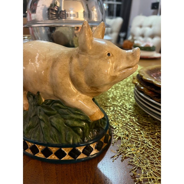 1970s 1970s Ceramic Rustic Style Pig Decorative Piece For Sale - Image 5 of 5