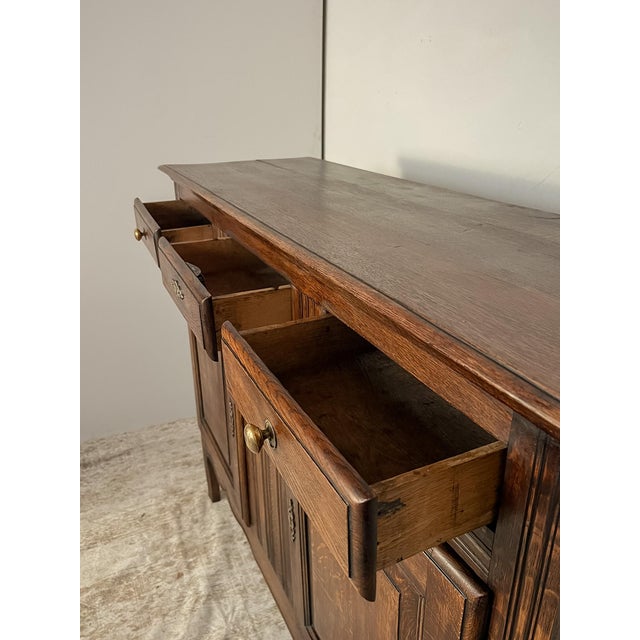 Coffee Antique French Provincial Solid Oak Buffet With Three Drawers, Circa 1900 For Sale - Image 8 of 12