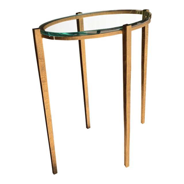 Global Views Gold and Glass End Table For Sale