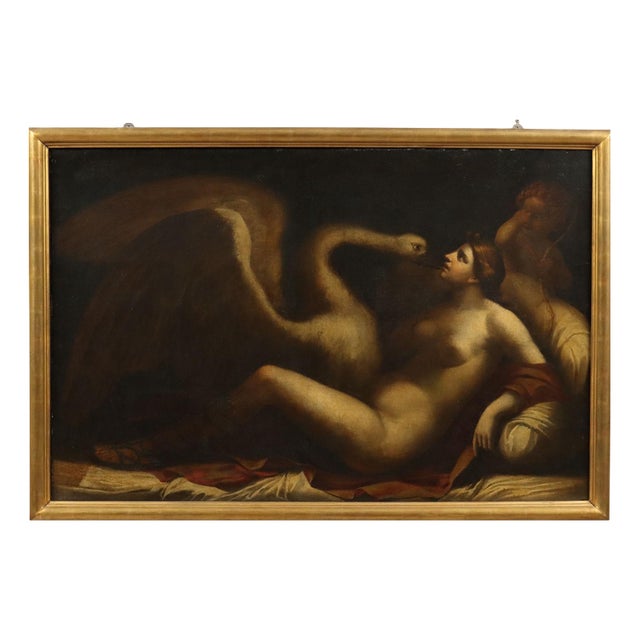 Tuscan School Artist, Leda and the Swan, 1600s, Oil on Canvas For Sale