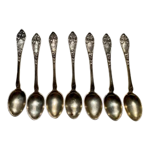 Antique Thorvald Marthinsen Opphoiet / Open Rose Norwegian 830 Silver Demitasse Spoons- Set of 7