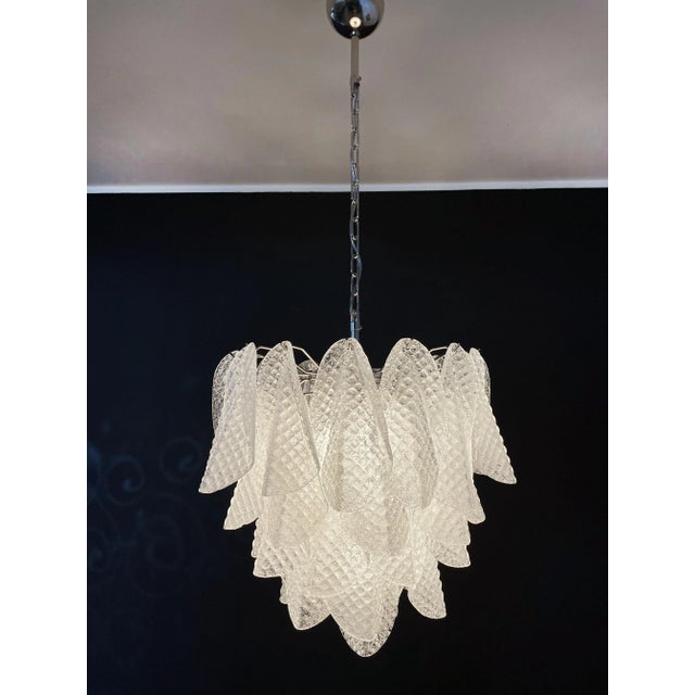 Vintage Italian Murano Glass Chandelier with 41 Rondini Glass Petals, 1980s For Sale - Image 12 of 18