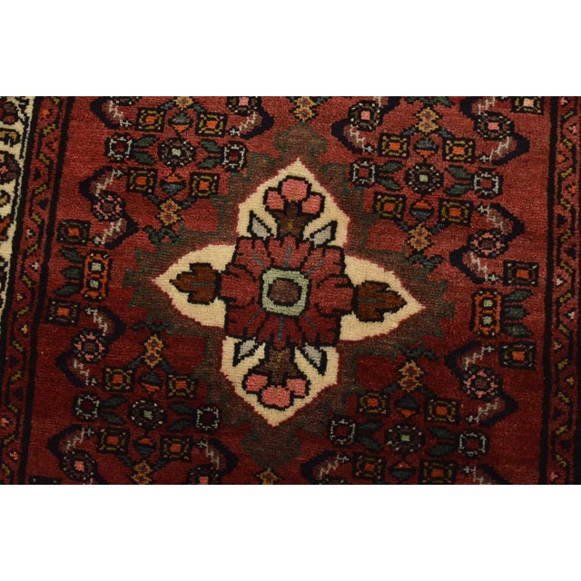 Textile Hamedan Runner 2’7” X 9’4” Red Wool Vintage Tribal Hand-Knotted Rug For Sale - Image 7 of 13