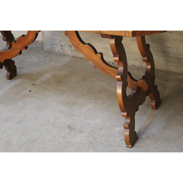 Refectory-Style Table in Light Walnut, Early 1900s For Sale - Image 3 of 8