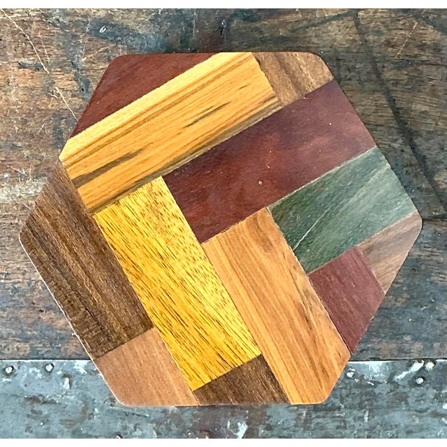 Mid-Century Modern Vintage Octagon Marquetry Hexagon Box For Sale - Image 3 of 12