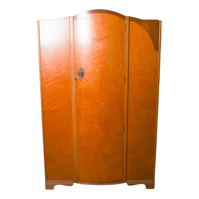 Small Art Deco English Wardrobe in Light Wood, 1930 For Sale