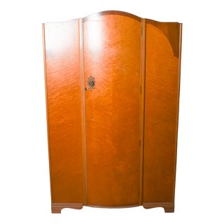 Small English Art Deco Wardrobe in Light Wood, 1930 For Sale