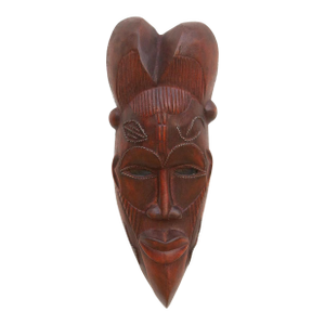 Polished Brown African Mask Wall Art
