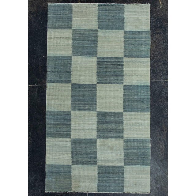 Blue Turkish Kilim Oriental Handmade Flatweave 2'7" x 4'8" #20111 For Sale - Image 8 of 8