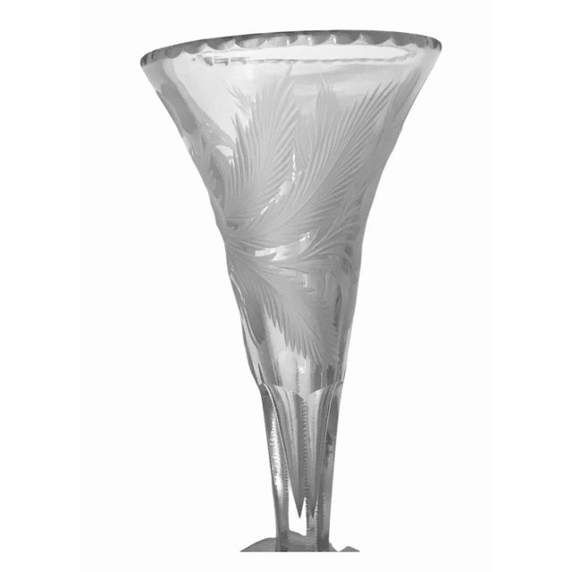 Antique Hand Blown Cut and Lead Crystal Trumpet Vase, 1910s For Sale - Image 4 of 9