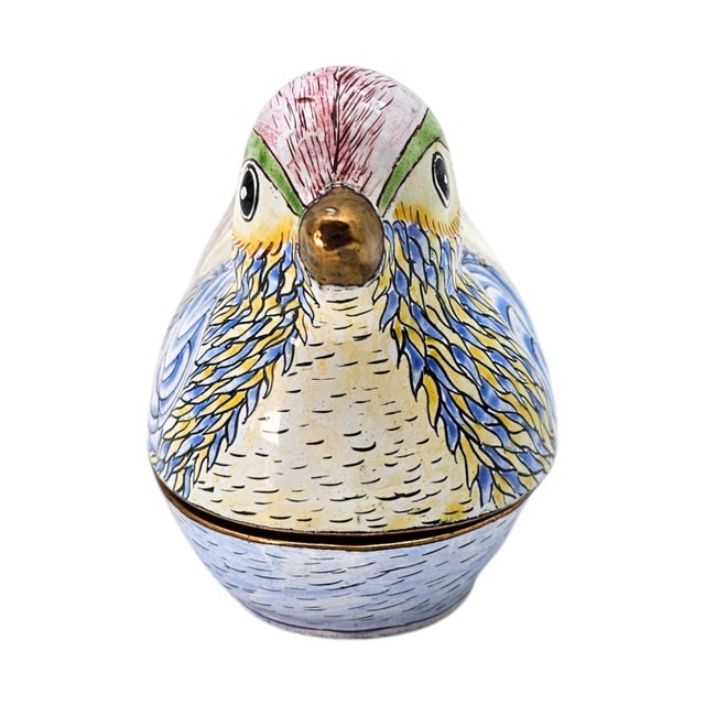 Vintage Chinese Cloisonné Enamel Copper Bird Trinket Box, Hand Painted, 5" For Sale - Image 4 of 18