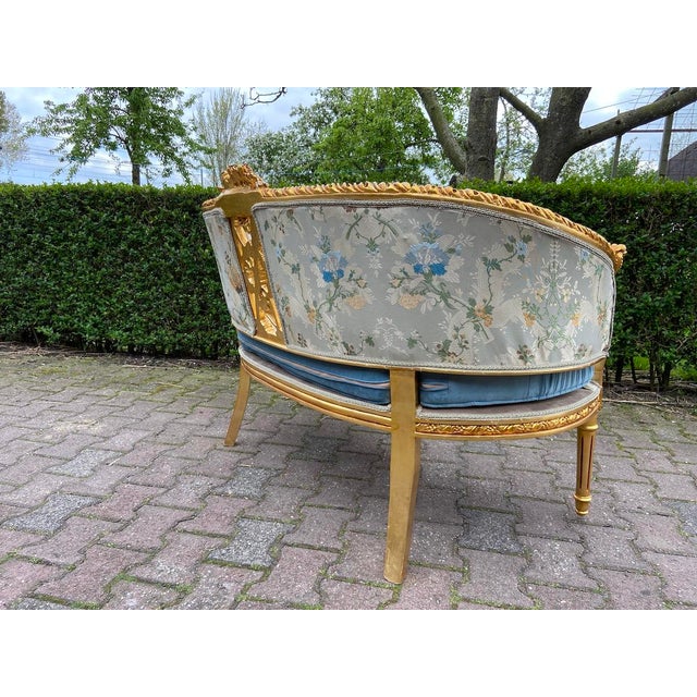 Wood Late20C French Maker Louis XVI Gold Beech Settee - 1 Pc For Sale - Image 7 of 12