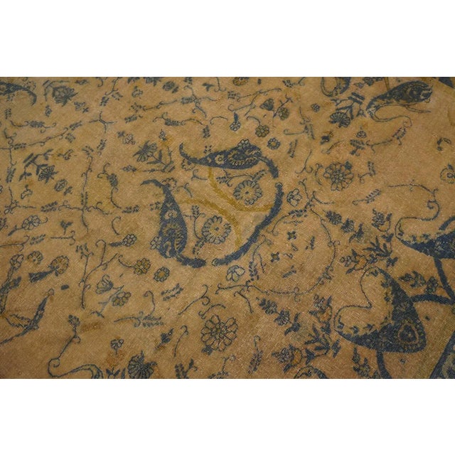 Beige Extraordinary Tan Beige and Blue Color With Symetric Florid Antique Indian Rug For Sale - Image 8 of 12