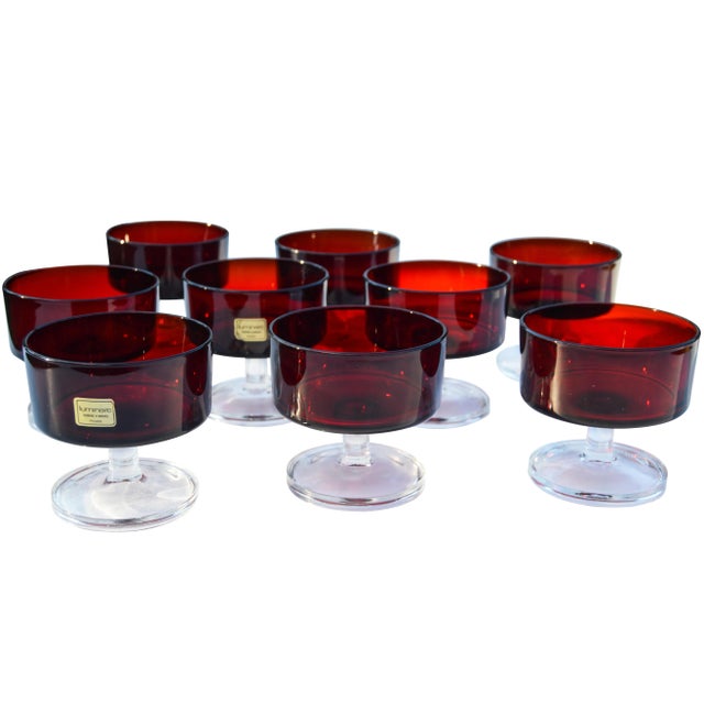 Mid 20th Century Vintage French Red Crystal Glasses- Set of 9 For Sale - Image 5 of 5