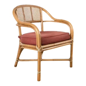 McGuire Organic Modern Rattan and Cane Back Armchair