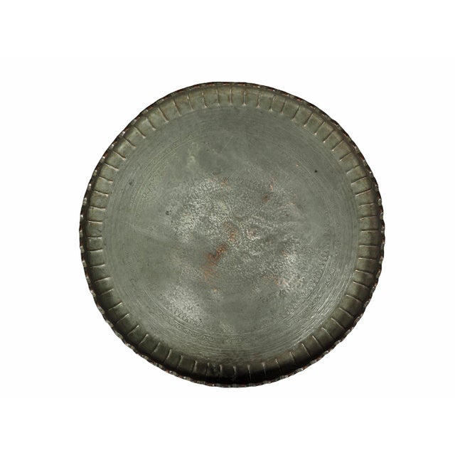 Oriental Islamic Engraved Copper Table Tray, 1930s For Sale - Image 13 of 18