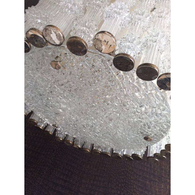 A wonderfull 1950's original Kaiser Leuchten Design Primat Ice Texture Crystal Glass Drum Tube Chandelier ceiling lamp...