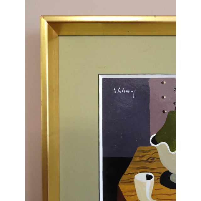 Mid 20th Century Mid Century Modern 'Tabletop With Pears' Vintage Original Still Life Tempera Painting by Swedish Artist Eric Cederberg (1897-1984), Framed For Sale - Image 5 of 12
