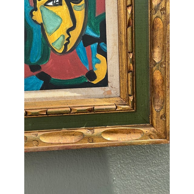 Wood Vintage Original Figurative Oil on Canvas For Sale - Image 7 of 12