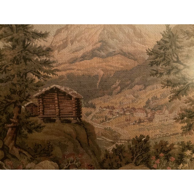 European Tapestry Depicting a Mountain Landscape With a Log Cabin Framed For Sale In Dallas - Image 6 of 7
