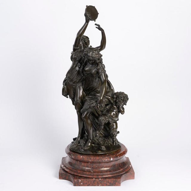 Large Napoleon III Bronze Sculpture with Marble Base from Clodion For Sale - Image 4 of 12