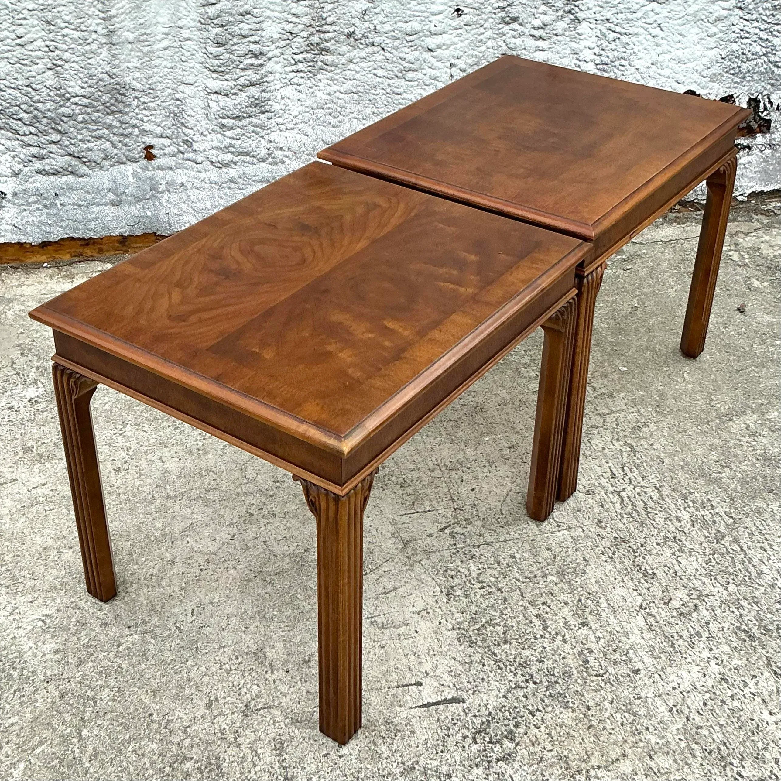 Vintage Boho Henredon Fluted Side Tables - a Pair | Chairish