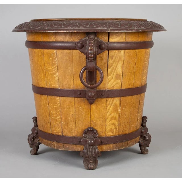 Wood and Cast Iron Jardinière or Log Container For Sale - Image 4 of 12