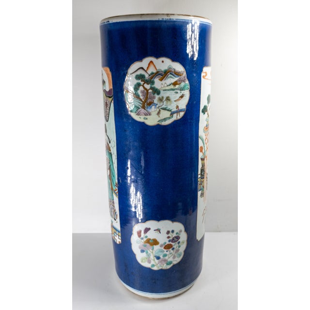19th Century Chinese Powder Blue Umbrella or Cane Holder in Famille Rose Palette For Sale In New York - Image 6 of 18