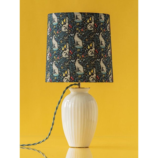 Royal Delft White Vintage Table Lamp, Liberty London Lampshade For Sale - Image 5 of 10
