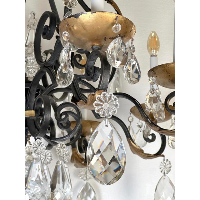 Mid 20th Century Restored Spanish Revival Cast Iron & Crystal Chandelier For Sale In New York - Image 6 of 9