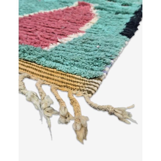 Contemporary Handwoven Berber Wool Rug With Turquoise - 9.7 X 6.8 Ft For Sale - Image 3 of 6
