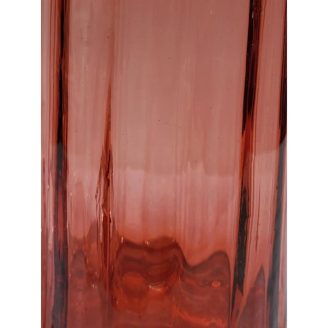 Pattern: Panel Optic Color: Red Cranberry Manufacturer: Pilgrim Date Produced: 1960s Shape: Pitcher