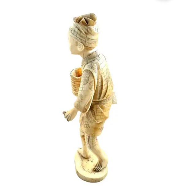 Glass Japanese Okimono Fisherman Figure For Sale - Image 7 of 9