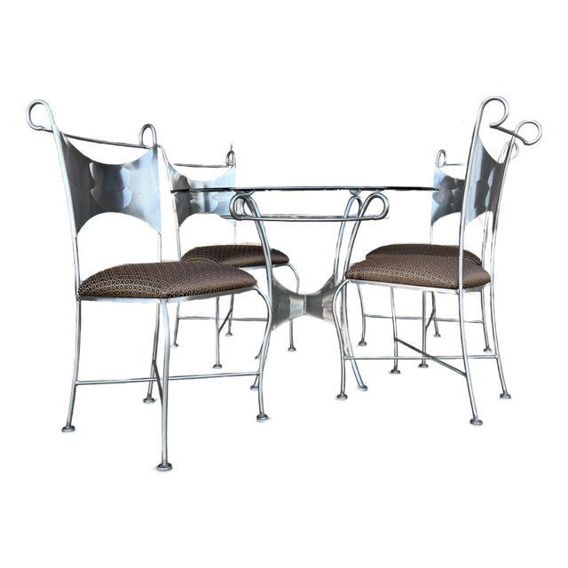 Iron Dining Set Shaver Howard Style Table and Chairs For Sale