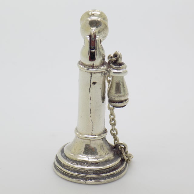 Vintage Italian Handmade Silver Telephone Miniature, 1970s For Sale - Image 6 of 11