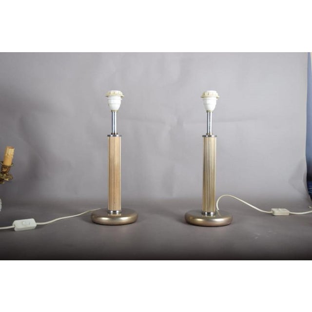 Mid-Century Modernist Sculptural Metal Bedside Table Lamps, 1950s, Set of 2 For Sale - Image 4 of 14