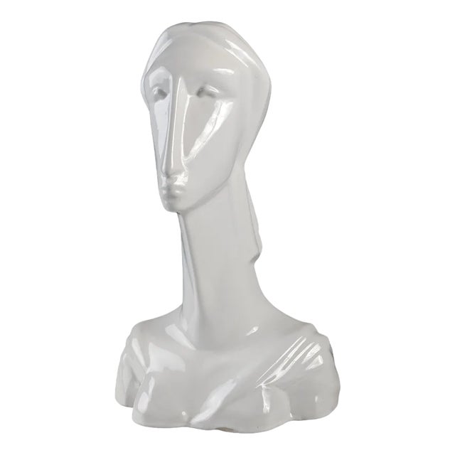 Art Deco Style Sculpture Bust in Ceramic, 1980s For Sale