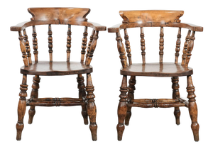 Set of 2 Antique English Captain Chairs/ Side Chairs/ Office Chairs from the Early 19th Century, Set of x